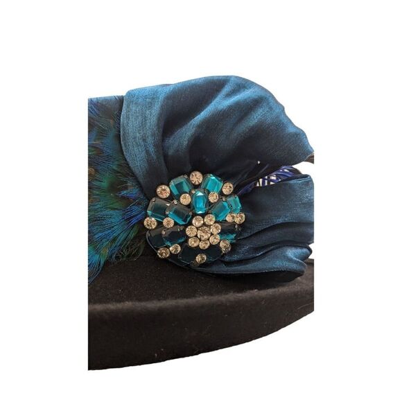 Whittall Shon Real Feathered Church Derby Hat Purple‎ Blue Black Multicolored